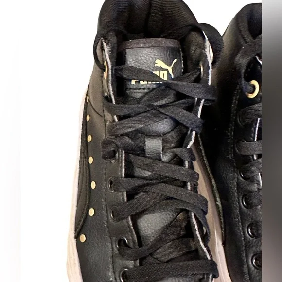 Puma Kids Kaia Stud Mid Platform Sneaker Black/Black Size 4​​​​​​​ - Picture 4 of 9
